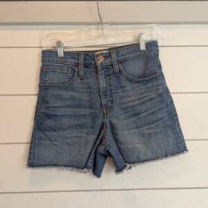 J. Crew High Waist Denim Shorts Raw Hem Size 25 / 0 3.5 Inch Inseam